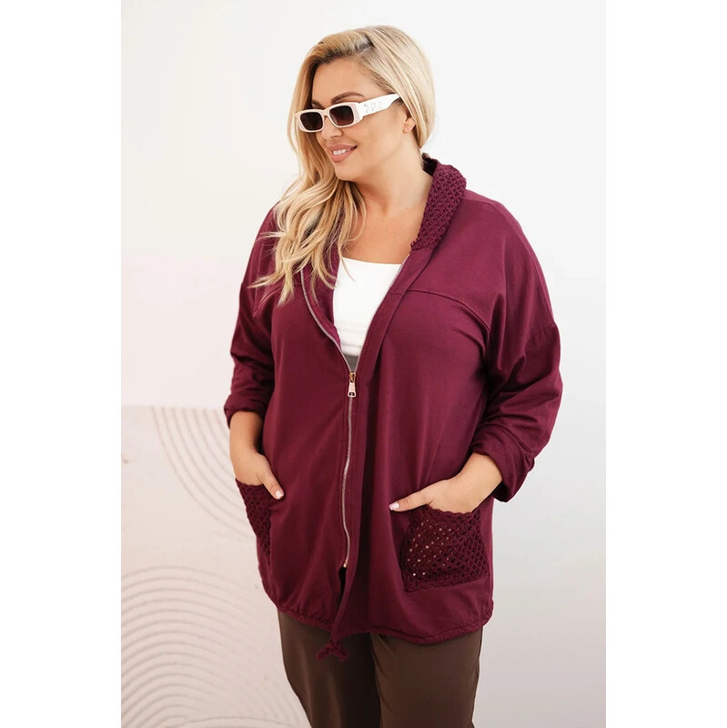K-Fashion Dámská mikina Plus Size bavlněná oversize s dlouhým