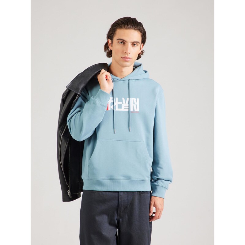 Calvin Klein Jeans Mikina světlemodrá / červená / bílá