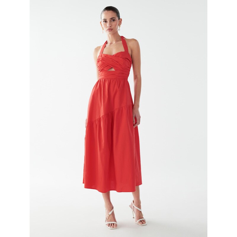 BWLDR Šaty LANA MIDI DRESS tmavě oranžová