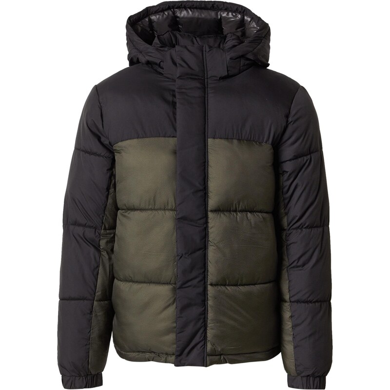 JACK & JONES Zimní bunda JCOUNION tmavě zelená / černá