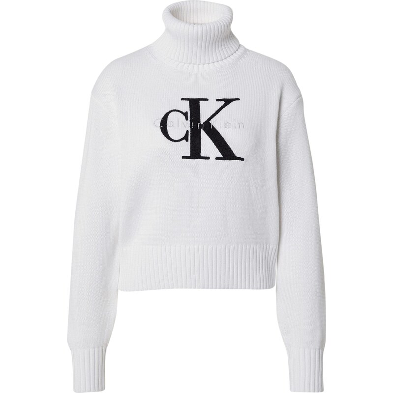 Calvin Klein Jeans Svetr Chenille černá / bílá