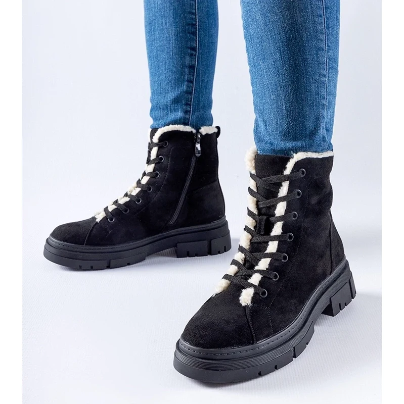 Gemre Insulated black ankle boots made of eco-suede Chamblee 108450362