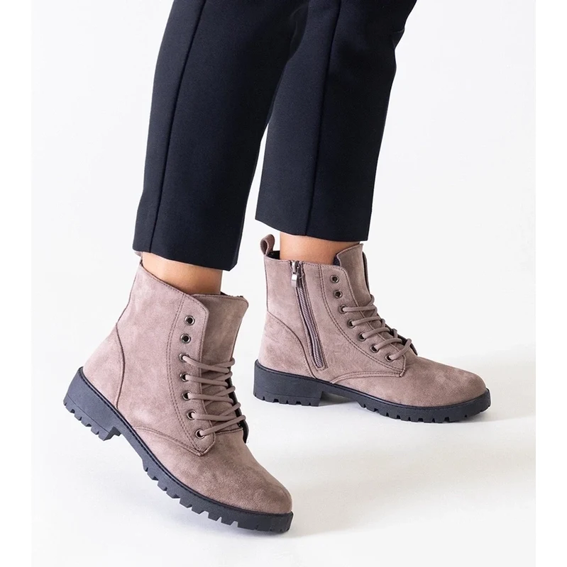 Gemre Brown eco-suede platform ankle boots Barosa 108450392