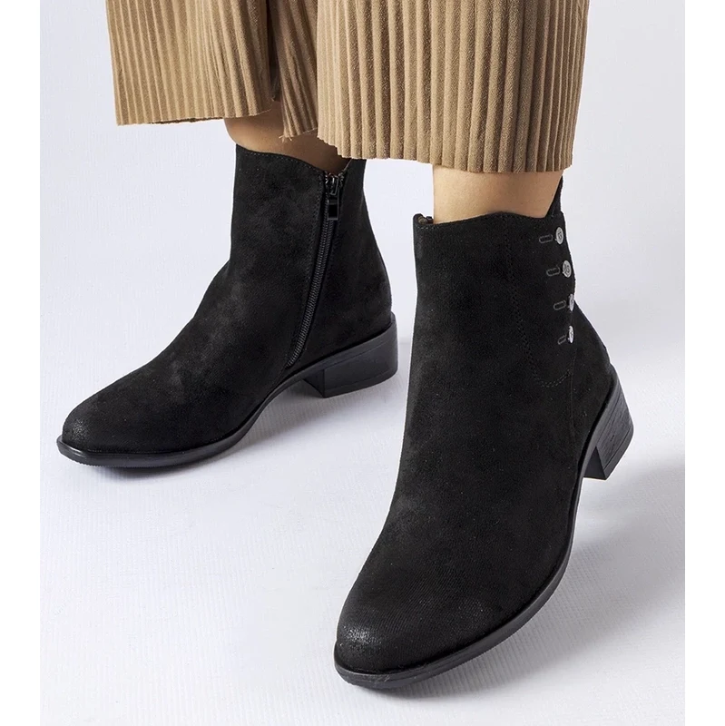 Gemre Black flat heel ankle boots Decorah