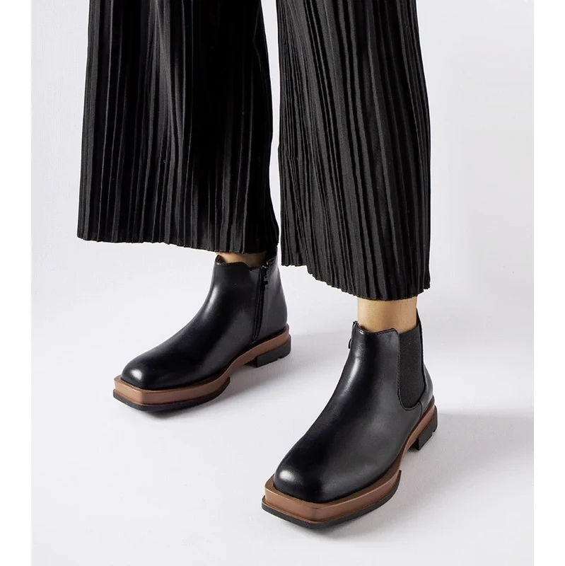 D/CEO Gemre Black flat low ankle boots Tarquinia 108450444