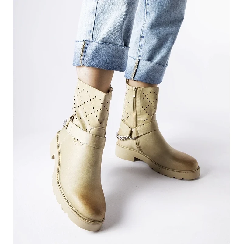 Gemre Green lace-up ankle boots with chain Procopio