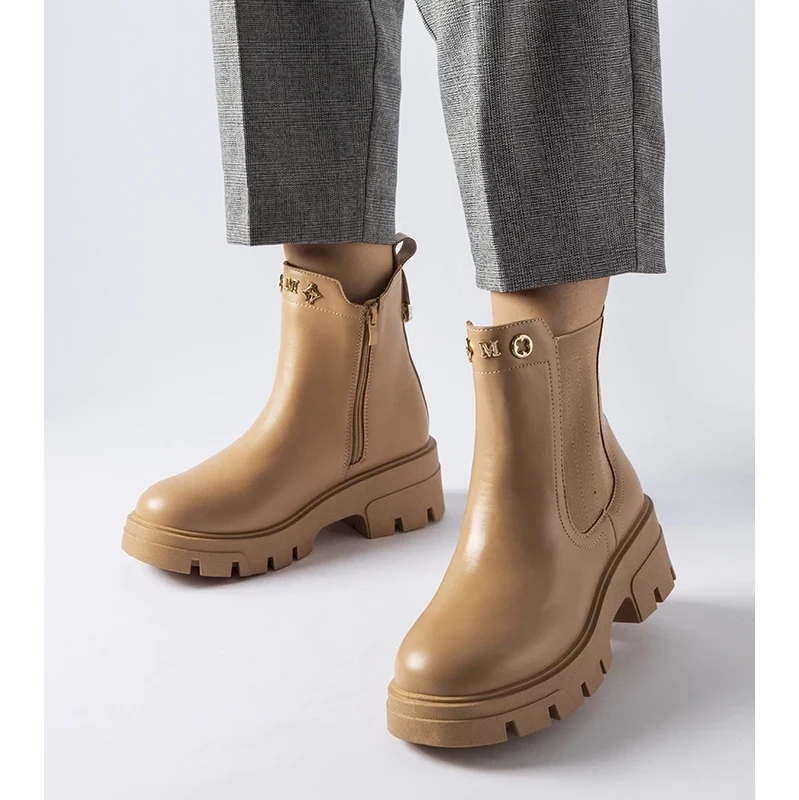 Gemre Beige insulated decorative ankle boots Federica 108450533