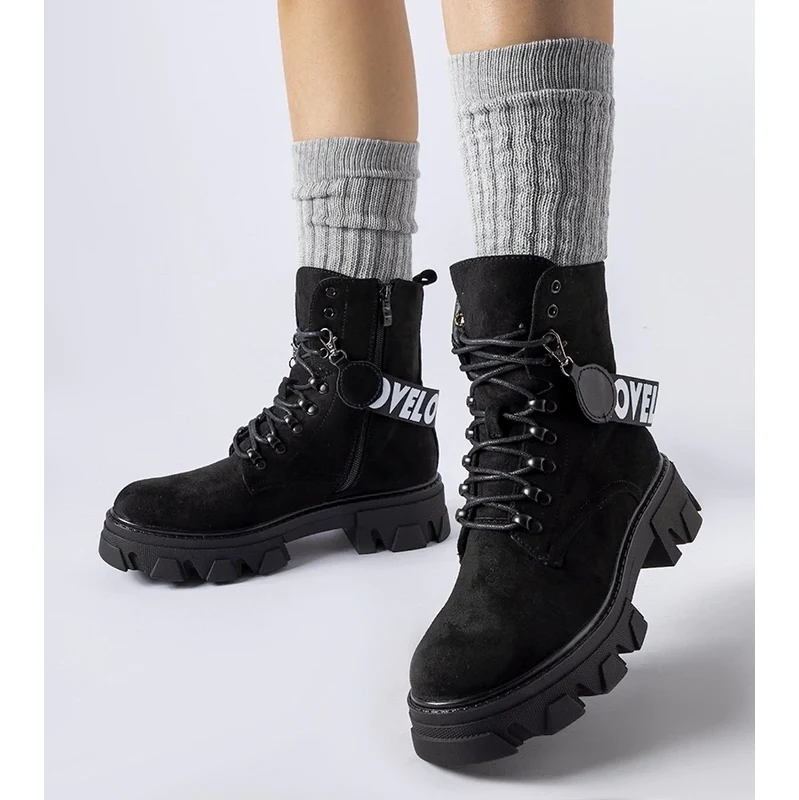 Gemre Black ankle boots with a decorative detachable strap Marco 108450547