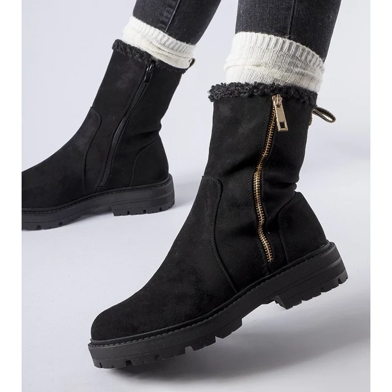 Gemre Black insulated ankle boots with a zipper Sunnyslope