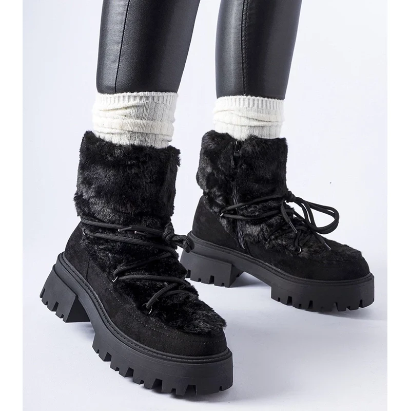Gemre Black ankle boots with decorative fur Frediano 108450599