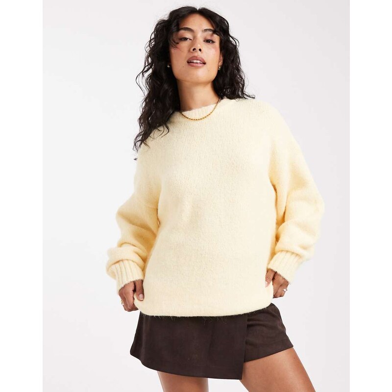 ASOS DESIGN oversized crew neck cocoon fluffy jumper in