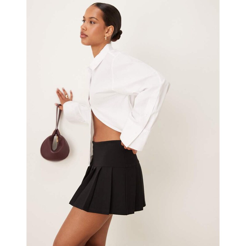 ASOS DESIGN ponte micro pleated mini skort in black