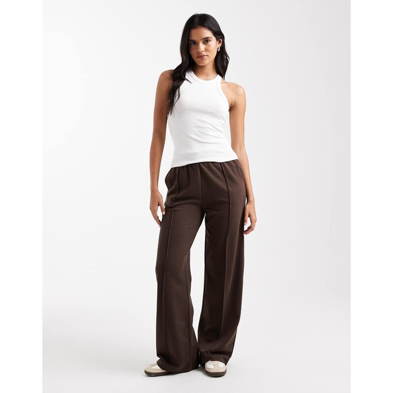 Brave Soul cotton rich straight leg jogger in chocolate brown