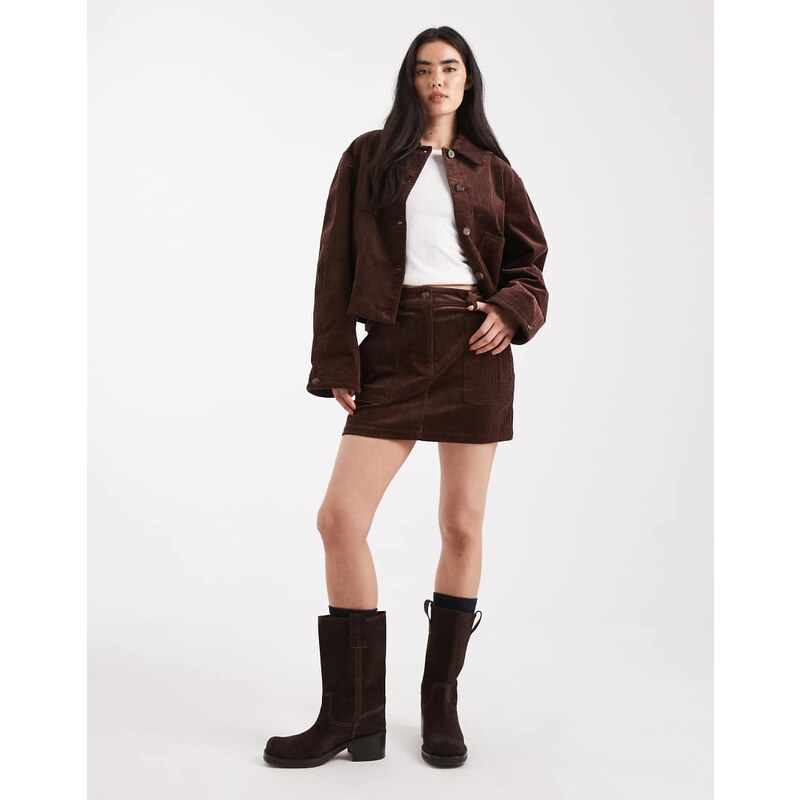 ASOS DESIGN cord mini skirt co-ord in brown