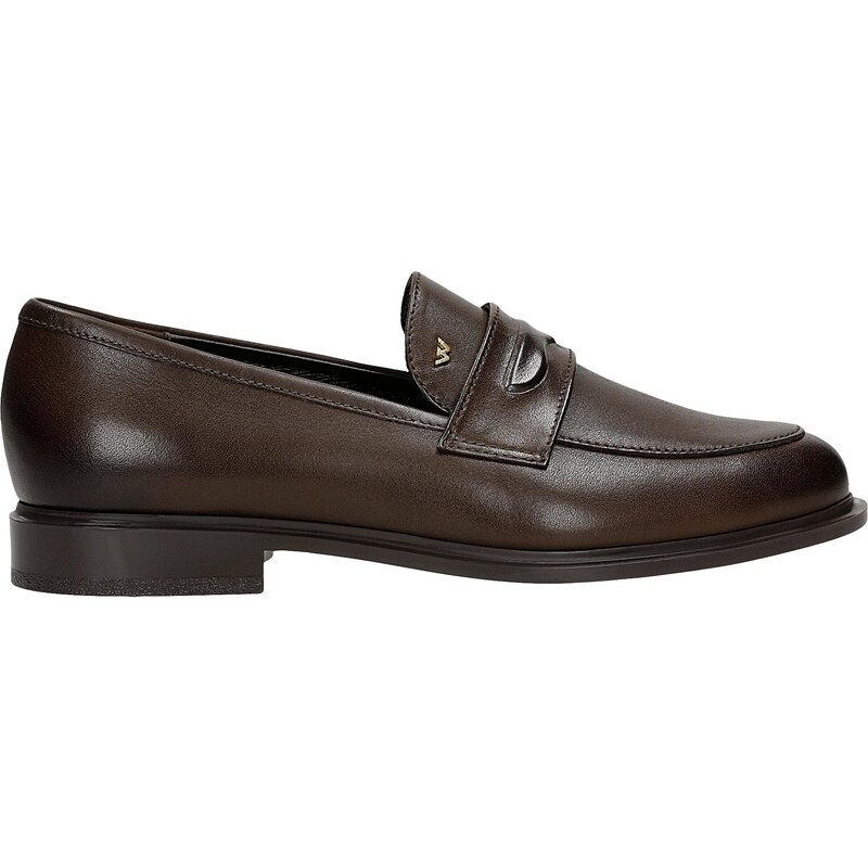 Wojas Hnědé Kožené Dámské Mokasíny Typu Penny Loafers