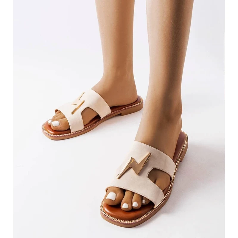 marka niezdefiniowana Beige flat sandals Leyra 108967333