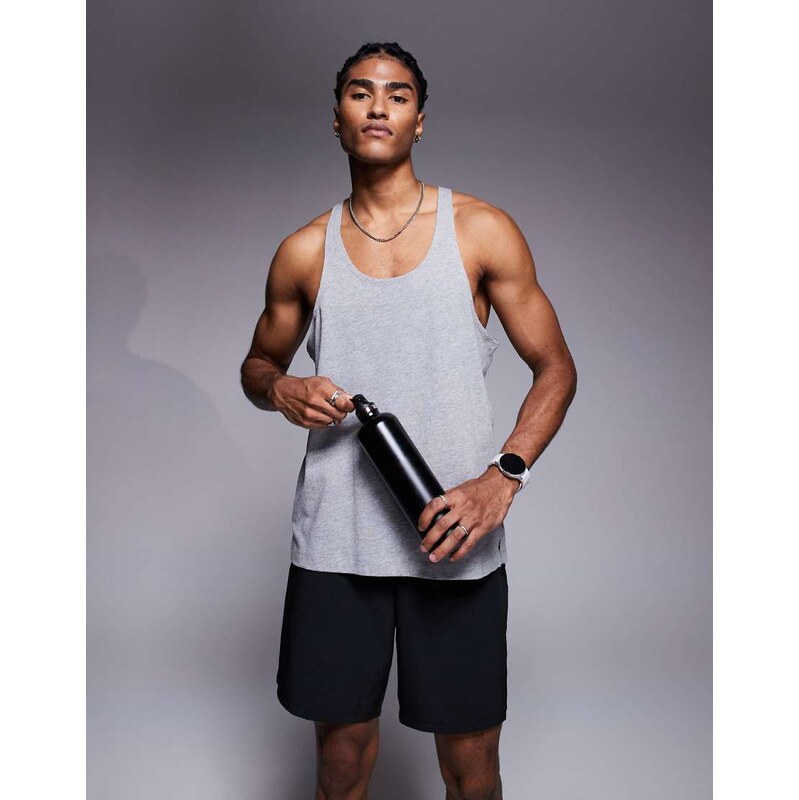 4505 Icon cotton stringer vest with quick dry finish in grey marl 113261122