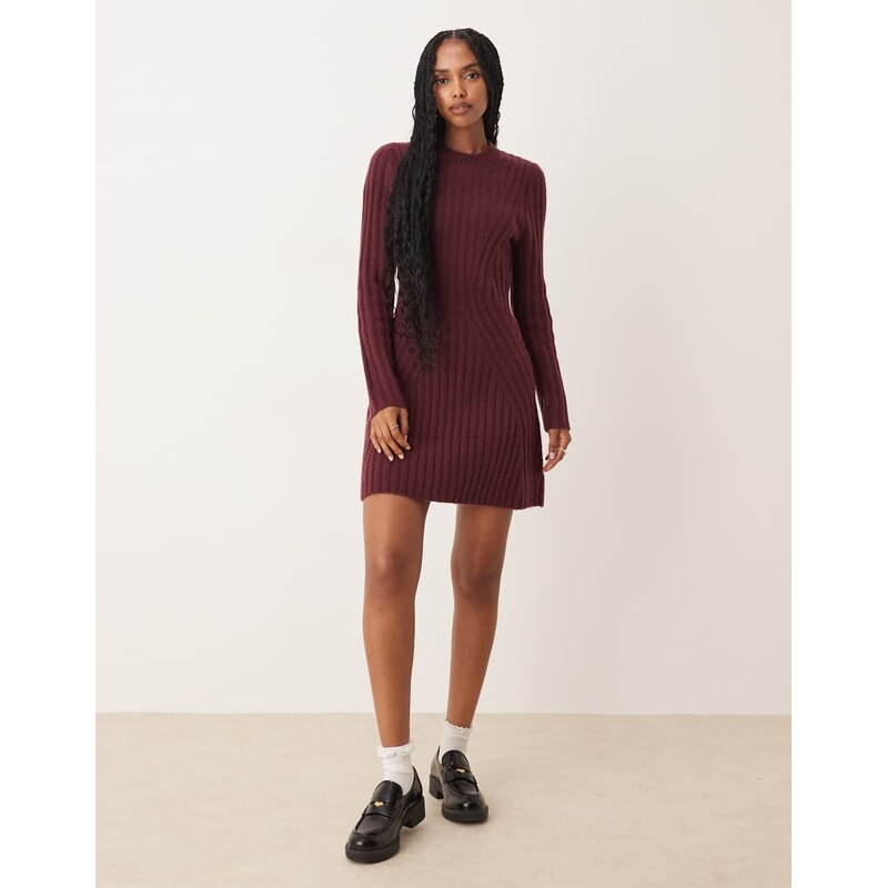 ASOS DESIGN knitted structured mini dress in plum-Purple