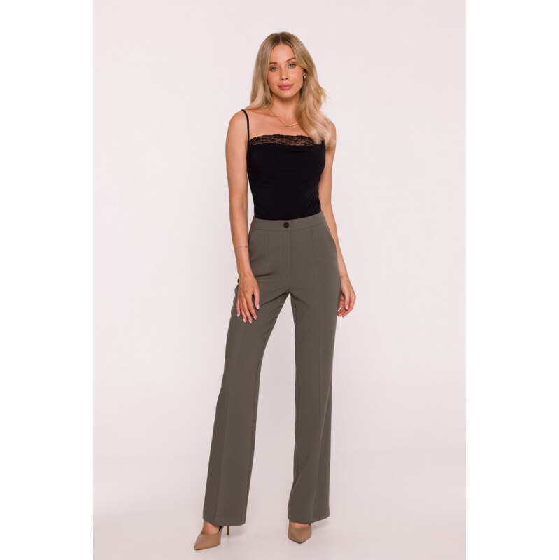 STYLOVE S418 Kalhoty s laclem - khaki barva