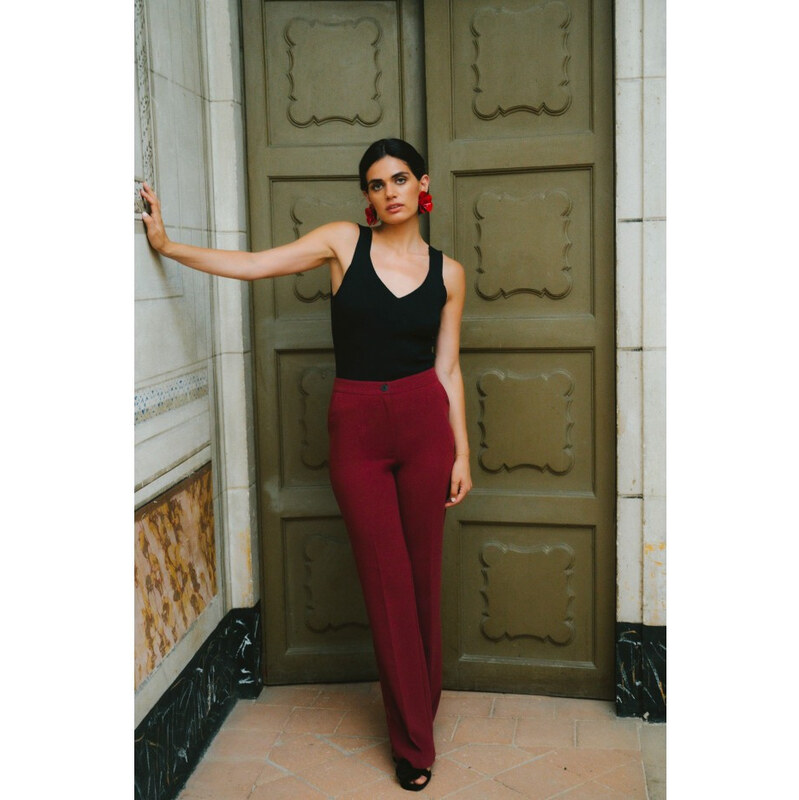 STYLOVE S418 Kalhoty s laclem - bordó