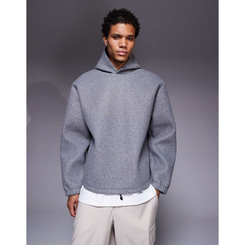 ASOS DESIGN relaxed felt hoodie in grey - GREY