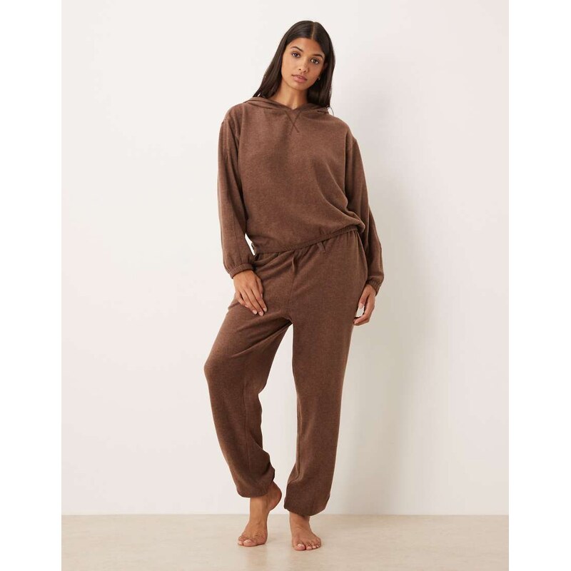 ASOS DESIGN mix & match lightweight fleece jogger in chocolate
