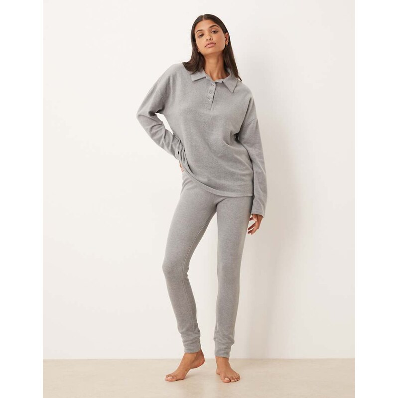 ASOS DESIGN lounge mix & match lightweight fleece legging in light grey