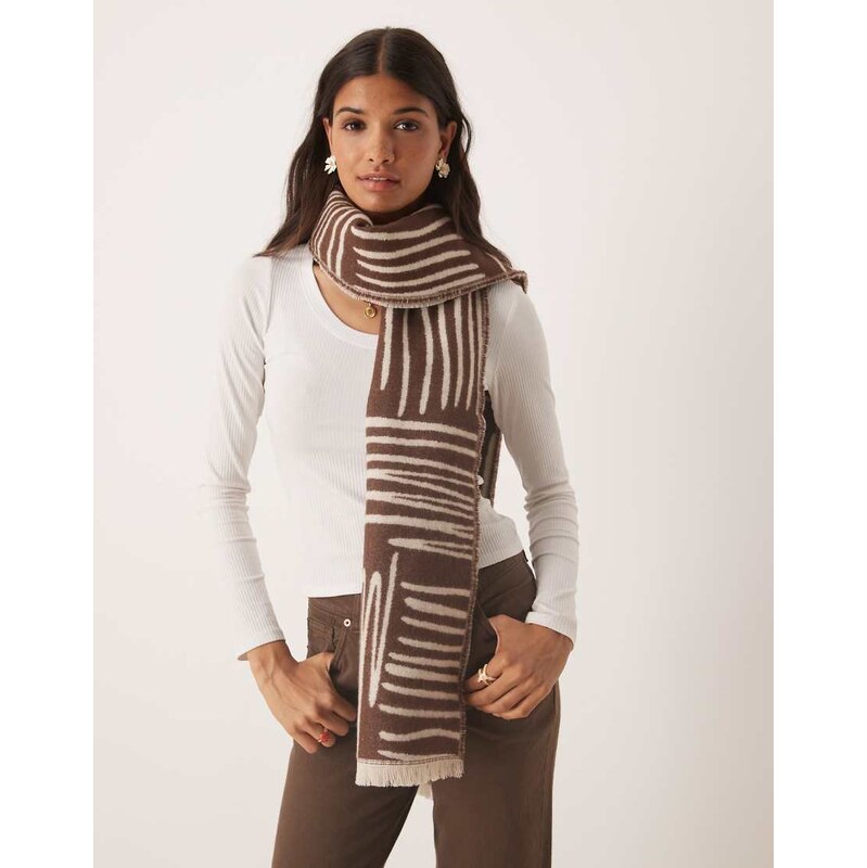 ASOS DESIGN woven scarf with monogram jacquard squiggle design in 108464540