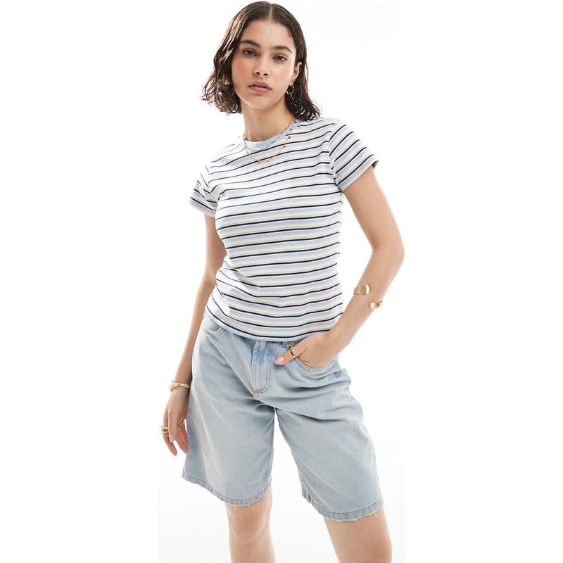 Cotton On 90s baby tee in serene blue stripe-Multi 111079601