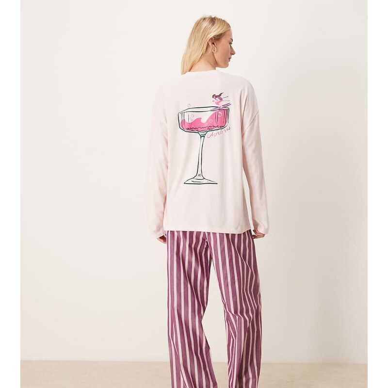 ASOS Tall ASOS DESIGN Tall oversized cocktail long sleeve tee & woven 108464674