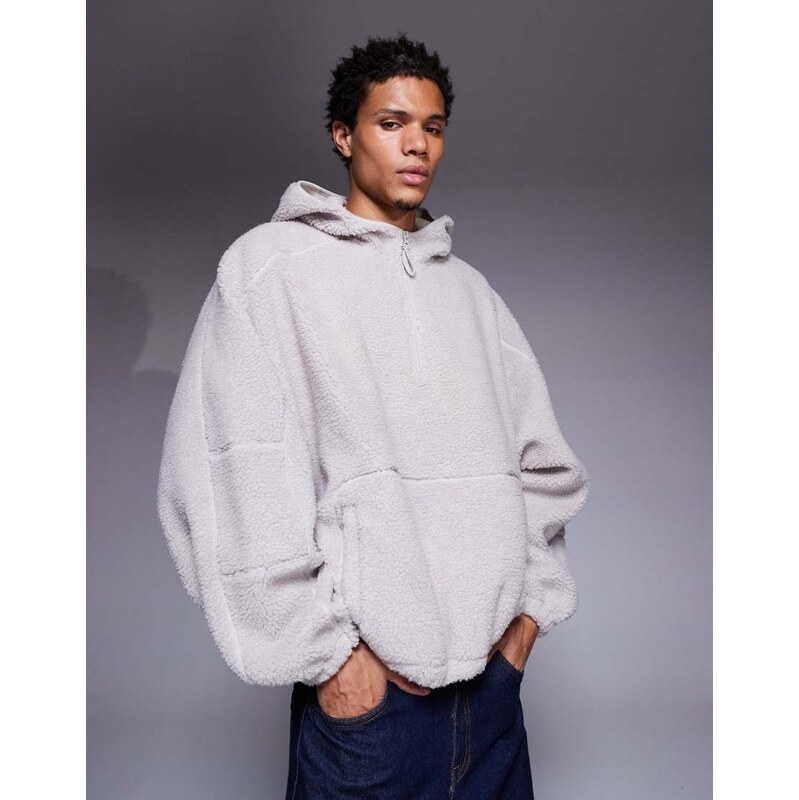 ASOS DESIGN extreme oversized quarter zip funnel neck hoodie in