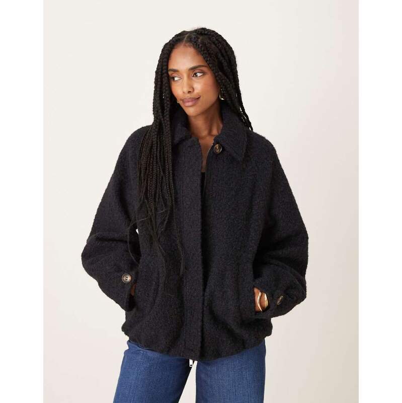 ASOS DESIGN top collar brushed bomber jacket in navy-No colour 109523634