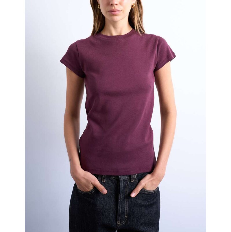 Topshop everyday tee in burgundy-Red