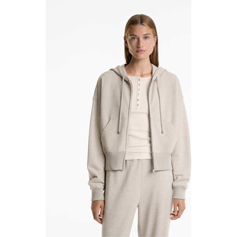 OYSHO Crop hooded jacket with cotton in beige-Neutral 108474000