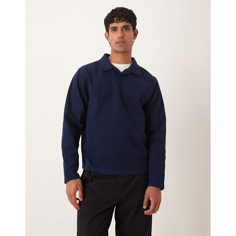 ASOS DESIGN relaxed fixed hem sweatshirt with wool look in navy