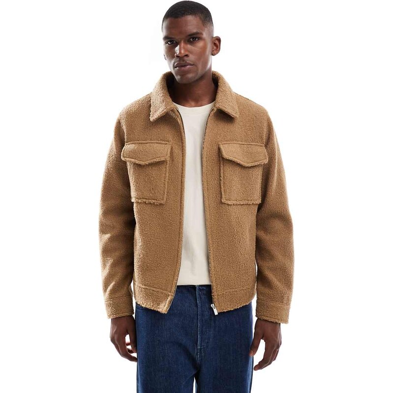New Look boucle jacket in brown