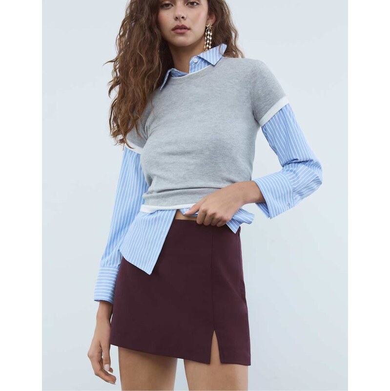 Stradivarius Skort with side slit in purple 108473980