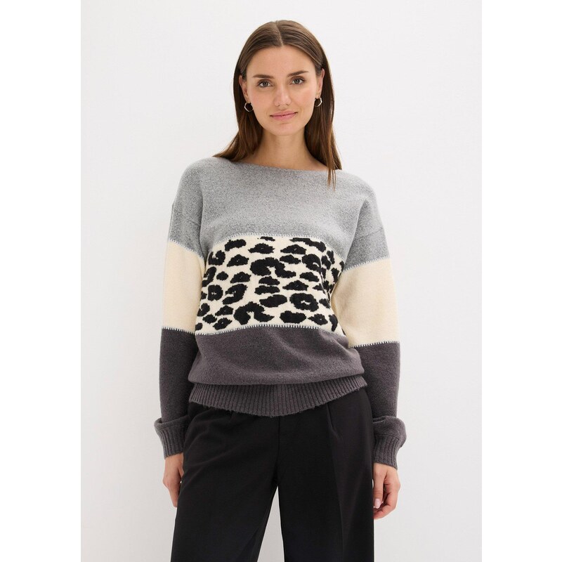 bonprix Oversize svetr šedá Žena