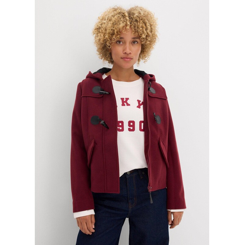 bonprix Duffle bunda, imitace vlny červená Žena 108467570