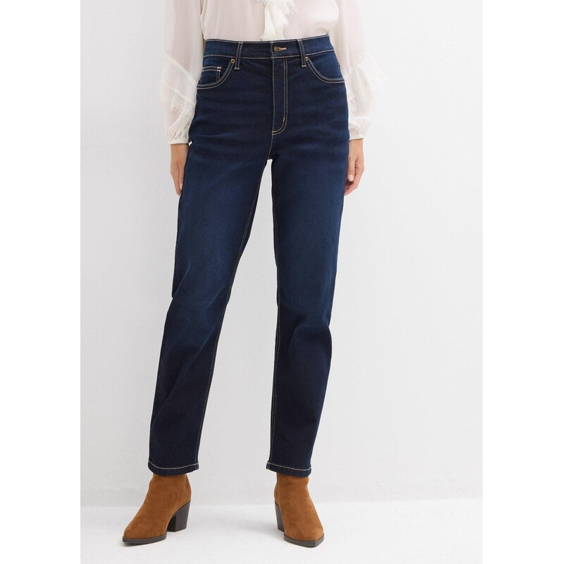 bonprix Zkrácené džíny Straight, High Waist modrá Žena
