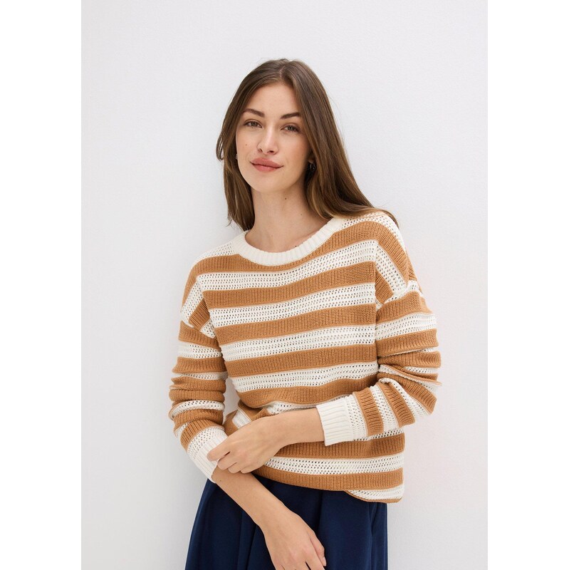 bonprix Oversize svetr z čisté bavlny hnědá Žena