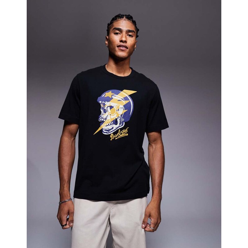 Barbour International flash graphic t-shirt in black 109316145