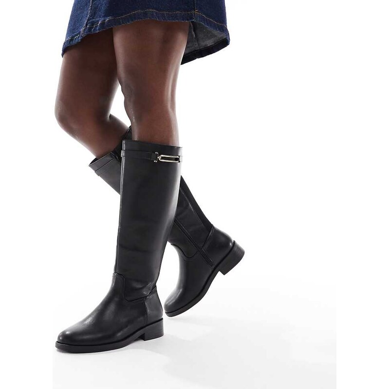 New Look Wide Fit buckle riding boot in black
