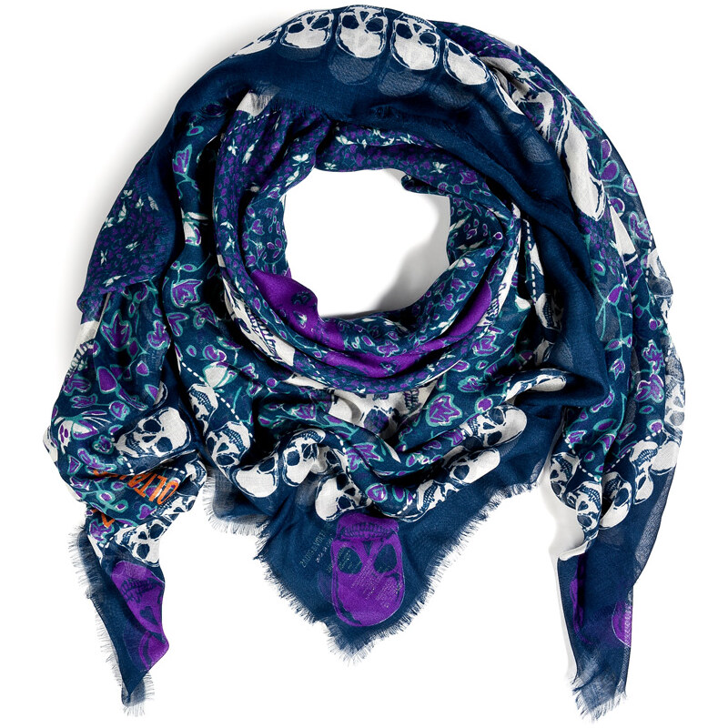Zadig & Voltaire Skull/Floral Print Scarf
