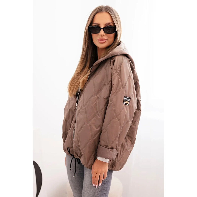 K-Fashion Dámská prošívaná bunda s kapucí fango