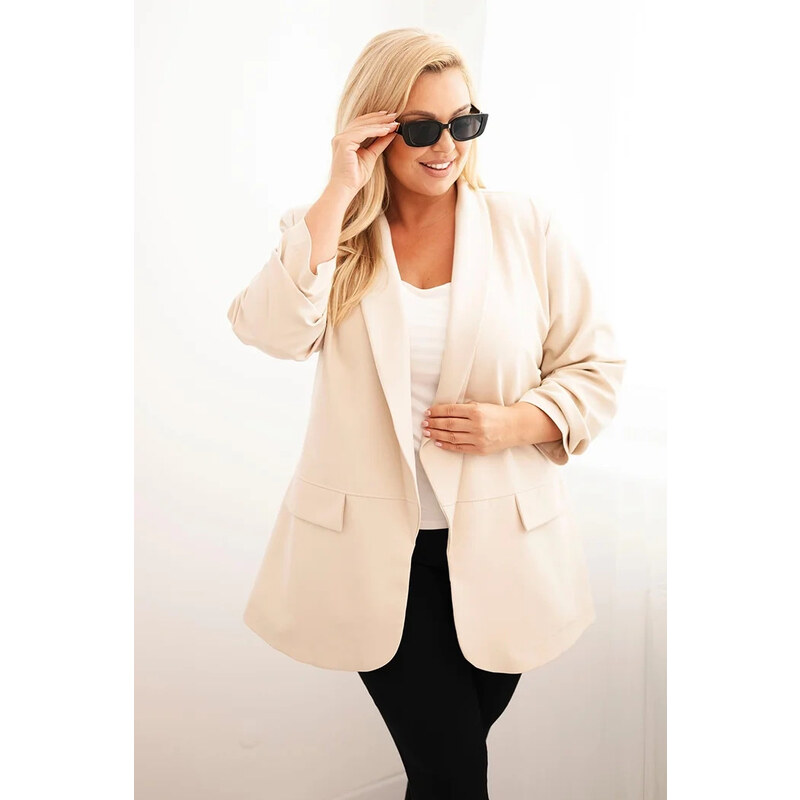 K-Fashion Dámská elegantní Plus Size sako béžová