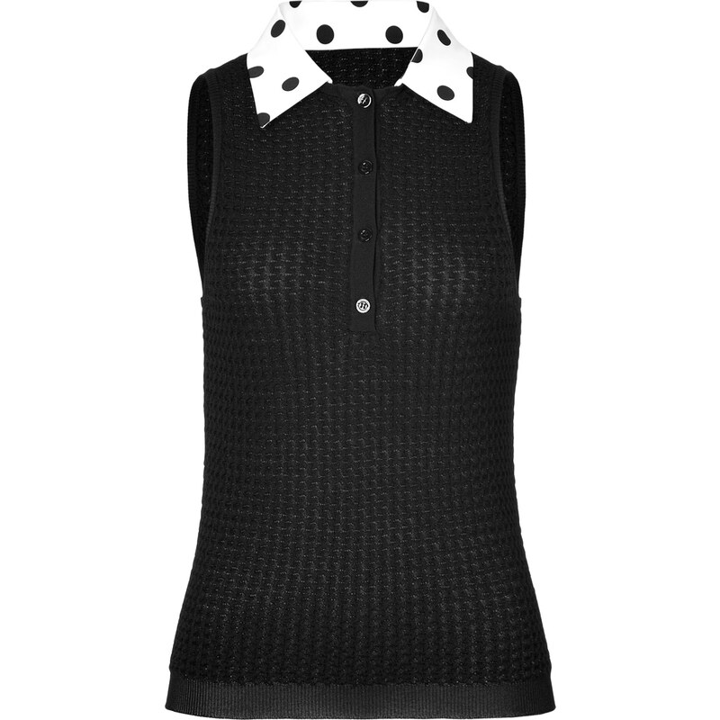 Moschino Cheap and Chic Knit Shell with Polka Dot Collar