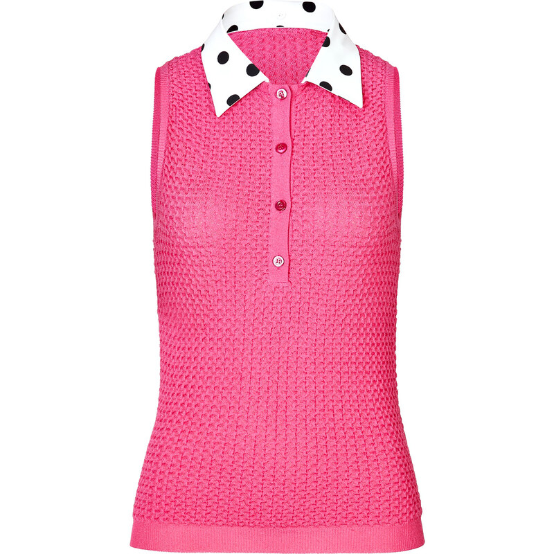 Moschino Cheap and Chic Knit Shell with Polka Dot Collar