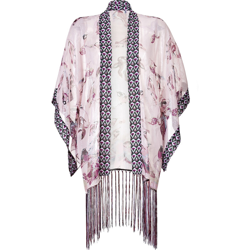 Anna Sui Silk Blend Fringed Kimono