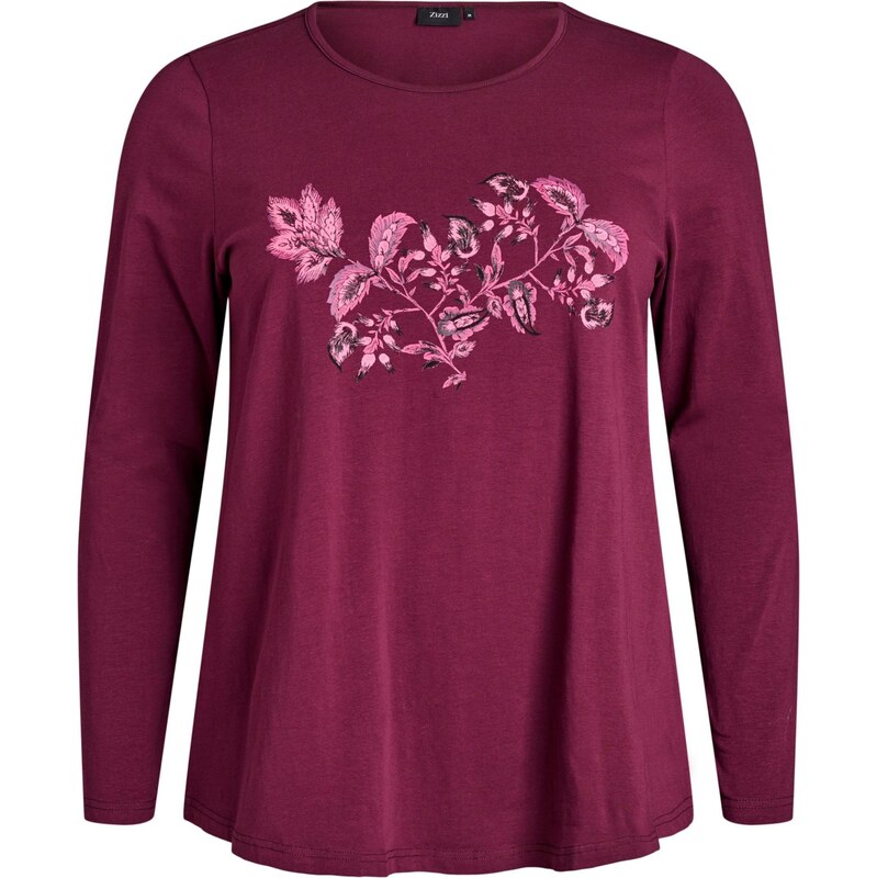 Zizzi Tričko na spaní MDana pink / burgundská červeň / černá